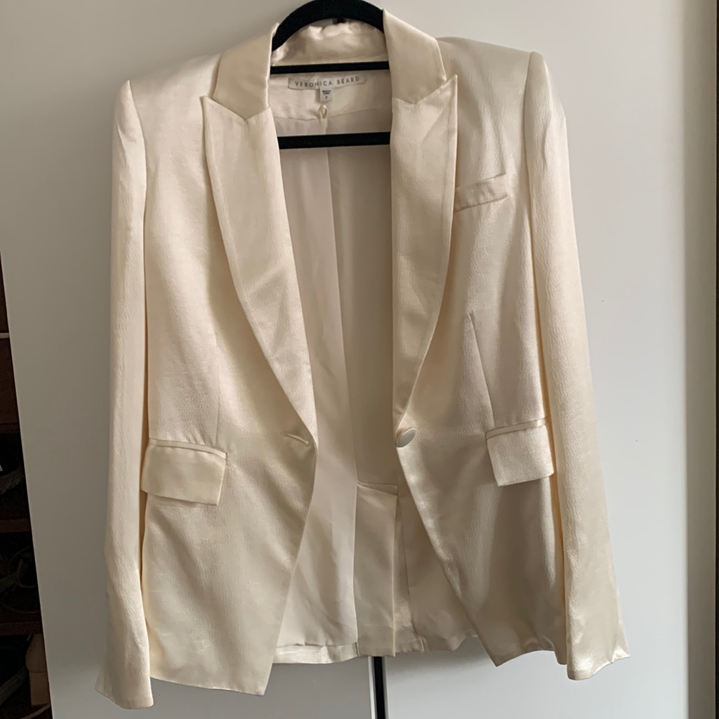 Veronica Beard Cream Satin Blazer